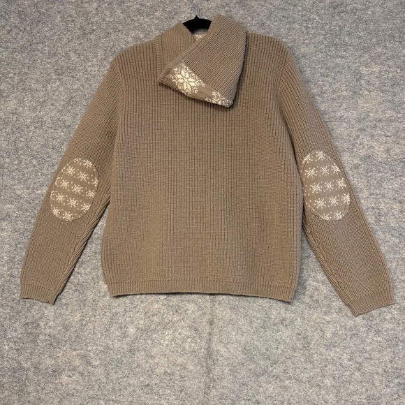 Woolrich Women’s Brown Fair Isle 100% Wool Zip Hoodie Sweater Jacket Size L - Picture 10 of 10